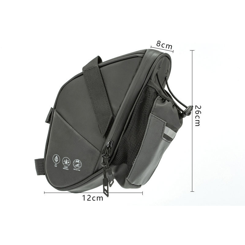 Velosipēda sēdekļu soma ar ūdens pudeles kabatu Ūdensnecaurlaidīga MTB velosipēda aizmugures soma Velosipēdu aizmugurējā sēdekļa astes soma Velosipēdu piederumi