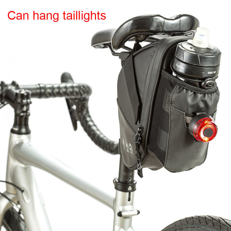 Velosipēda sēdekļu soma ar ūdens pudeles kabatu Ūdensnecaurlaidīga MTB velosipēda aizmugures soma Velosipēdu aizmugurējā sēdekļa astes soma Velosipēdu piederumi