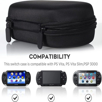 За PS Vita 1000, PSV 2000 Чанта за съхранение Преносим калъф за органайзер за пътуване с HD закалено стъклено протекторно фолио