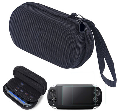 PS Vita 1000, PSV 2000 pārnēsāšanai uzglabāšanas soma Pārnēsājams ceļojumu organizatora futrālis ar HD rūdīta stikla ekrāna aizsargplēvi