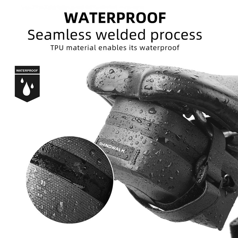 Geantă de șa pentru bicicletă Rhinowalk Geantă impermeabilă pentru tijă de șa 0,4 L Husă portabilă pentru scaun pentru ciclism Pachet spate Fit universal Ciclism