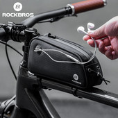 ROCKBROS riteņbraukšanas soma 1,3 l ūdensnecaurlaidīga MTB ceļa austiņu porta dizaina velosipēda somas rāmis priekšējā caurule, pārnēsājama, ērta velosipēda soma