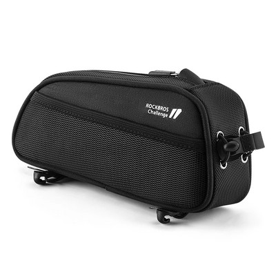 ROCKBROS riteņbraukšanas soma 1,3 l ūdensnecaurlaidīga MTB ceļa austiņu porta dizaina velosipēda somas rāmis priekšējā caurule, pārnēsājama, ērta velosipēda soma