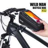 WILD MAN Geantă pentru bicicletă EVA Hardshell Mountain Bike Geantă frontală Călărie Rezistă împotriva ploaiei Telefon Geantă cu ecran tactil Accesorii pentru călărie