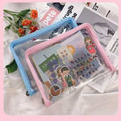 SKYSONIC A5 A4 rāvējslēdzēja failu maisiņš PVC PP Glitter caurspīdīgs uzglabāšanas organizators maisiņš failu mapju futrālis somas kancelejas piederumu turētājs