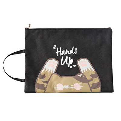 1 PC Cute Cat A4 formāta pārnēsājams failu turētājs failu soma ar rāvējslēdzēju uzglabāšanas soma Kawaii zīmuļu soma skolas biroja piederumi