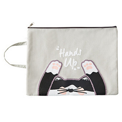1 PC Cute Cat A4 formāta pārnēsājams failu turētājs failu soma ar rāvējslēdzēju uzglabāšanas soma Kawaii zīmuļu soma skolas biroja piederumi