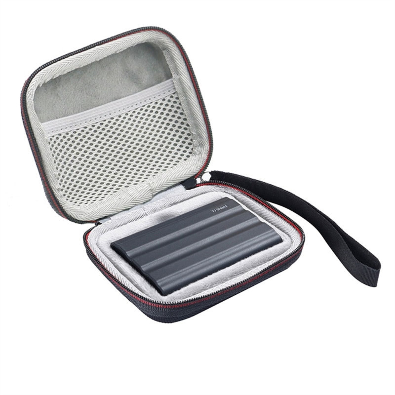 Pārnēsājams uzglabāšanas futrālis T7 Shield SSD Triecienizturīgs cietais pārnēsāšanas futrālis Iekšējais sieta kabatas saspiešanas drošs kastes pārnēsāšanas futrālis