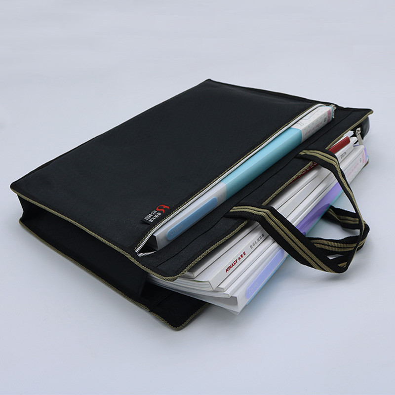 A4 bieza pārnēsājama rāvējslēdzēja soma Audekla papīra maisiņš vīriešu biroja failu maisiņam