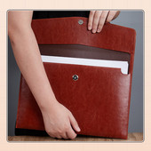 A4 formāta failu kabatas dokumentu maciņa ar aizdari vieglu PU ādas failu maisiņu putekļu necaurlaidīgs kancelejas piederumu biznesa biroja failu mape