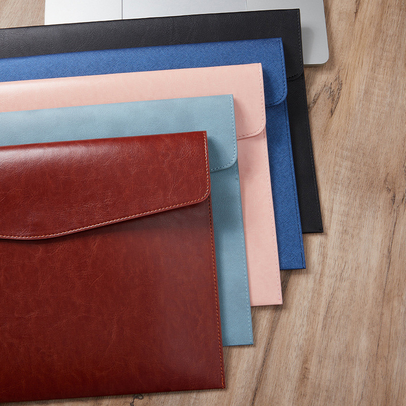 A4 formāta failu kabatas dokumentu maciņa ar aizdari vieglu PU ādas failu maisiņu putekļu necaurlaidīgs kancelejas piederumu biznesa biroja failu mape