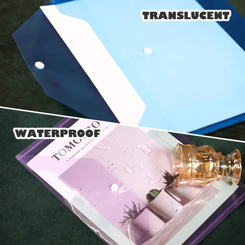 A4 formāta caurspīdīga failu maisiņa mape Plastmasas aploksnes Skaidras failu mapes Dokumentu organizētāji ar spiedpogu Skolas biroja piederumi