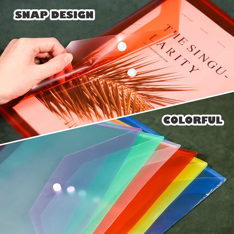 A4 formāta caurspīdīga failu maisiņa mape Plastmasas aploksnes Skaidras failu mapes Dokumentu organizētāji ar spiedpogu Skolas biroja piederumi