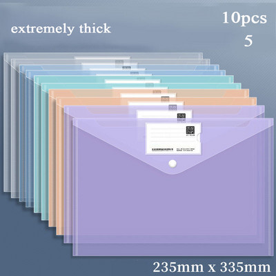 10 komada A4 prozirnih plastičnih mapa s datotekama s zatvaranjem na kopču Vodootporna torba s datotekama, organizator za studente, džepni pribor za pisanje