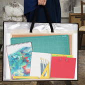 25 x 19 collu mākslas portfeļa soma Mākslas PVC uzglabāšanas kabata Liela plakātu uzglabāšanas soma Lielas ietilpības portfeļa organizators ar kabatu