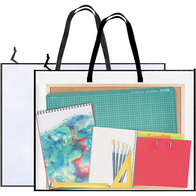 25 x 19 collu mākslas portfeļa soma Mākslas PVC uzglabāšanas kabata Liela plakātu uzglabāšanas soma Lielas ietilpības portfeļa organizators ar kabatu