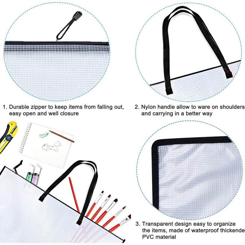 25 x 19 collu mākslas portfeļa soma Mākslas PVC uzglabāšanas kabata Liela plakātu uzglabāšanas soma Lielas ietilpības portfeļa organizators ar kabatu