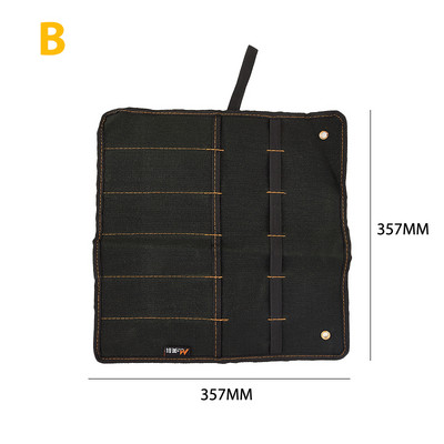 Kaltu pārnēsāšanas futrālis Audekls kabatas rīka ruļļa turētājs uzgriežņu atslēgas maisiņš 4 kabatas organizators nazim āmuriem, urbjiem galdnieks