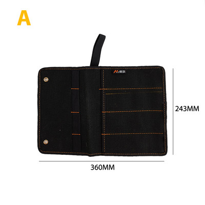 Kaltu pārnēsāšanas futrālis Audekls kabatas rīka ruļļa turētājs uzgriežņu atslēgas maisiņš 4 kabatas organizators nazim āmuriem, urbjiem galdnieks