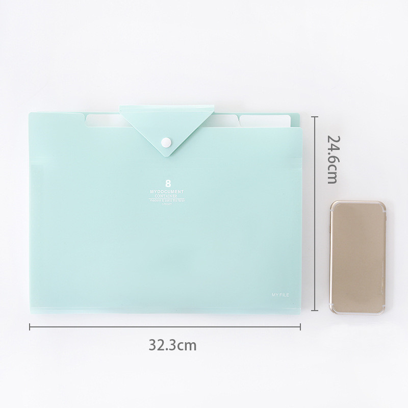 A4 8 slāņu pogu failu maisiņš Studentu pārbaudes papīrs Biroja materiāli Kancelejas piederumi Vairāku krāsu rakstāmgalda organizators