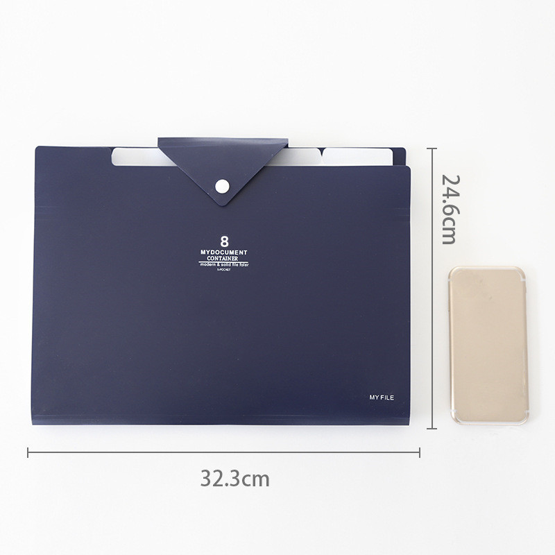 A4 8 slāņu pogu failu maisiņš Studentu pārbaudes papīrs Biroja materiāli Kancelejas piederumi Vairāku krāsu rakstāmgalda organizators