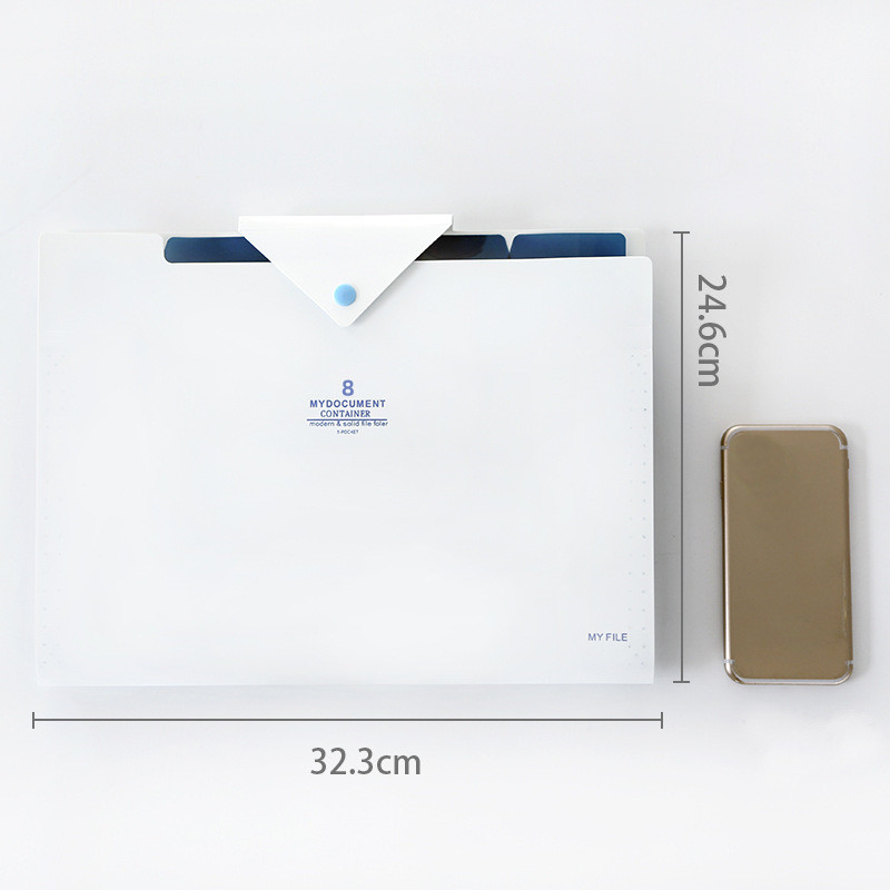 A4 8 slāņu pogu failu maisiņš Studentu pārbaudes papīrs Biroja materiāli Kancelejas piederumi Vairāku krāsu rakstāmgalda organizators