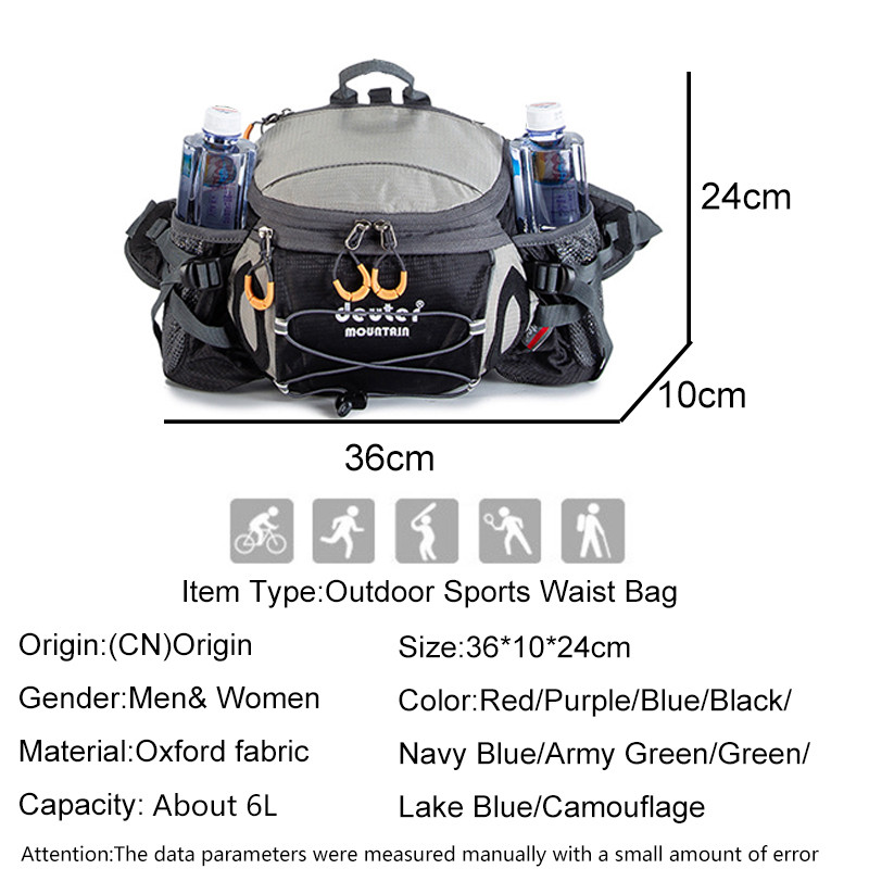 Geantă de talie pentru sporturi în aer liber Drumeții Ciclism Alpinism Rucsac bărbați Camping Geantă pentru bicicletă Sticlă de apă pentru alergare Geanta Mollel impermeabilă