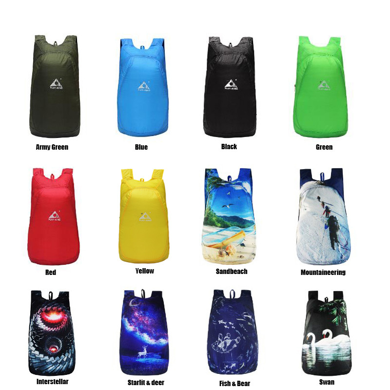 PLAYKING Āra viegla neilona salokāma mugursoma ceļojumu sievietēm Ūdensizturīgas īpaši vieglas mugursomas Saliekama soma Vīrietim pārgājieniem 30L