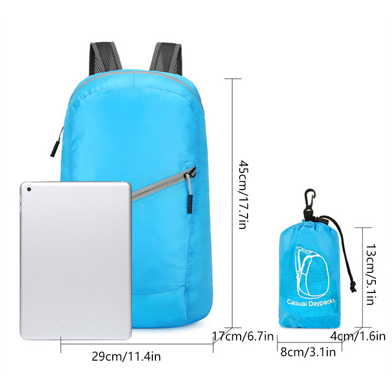 Āra 20 L viegla pārnēsājama mugursoma pārgājienu soma, ūdensnecaurlaidīga saliekama īpaši viegla soma sievietēm vīriešiem, ceļojoša sporta dienassoma