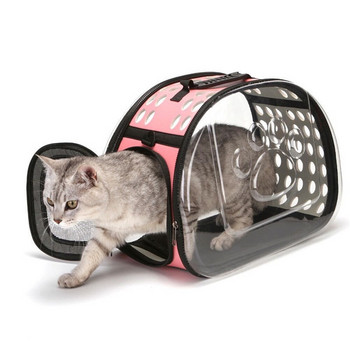 Φορητή τσάντα ώμου Μεταφορέας Cat Dog Carrier Ταξίδι Αναπνεύσιμη τσάντα για κατοικίδια Καλάθι Σακίδιο πλάτης Tote Διαφανές κλουβί