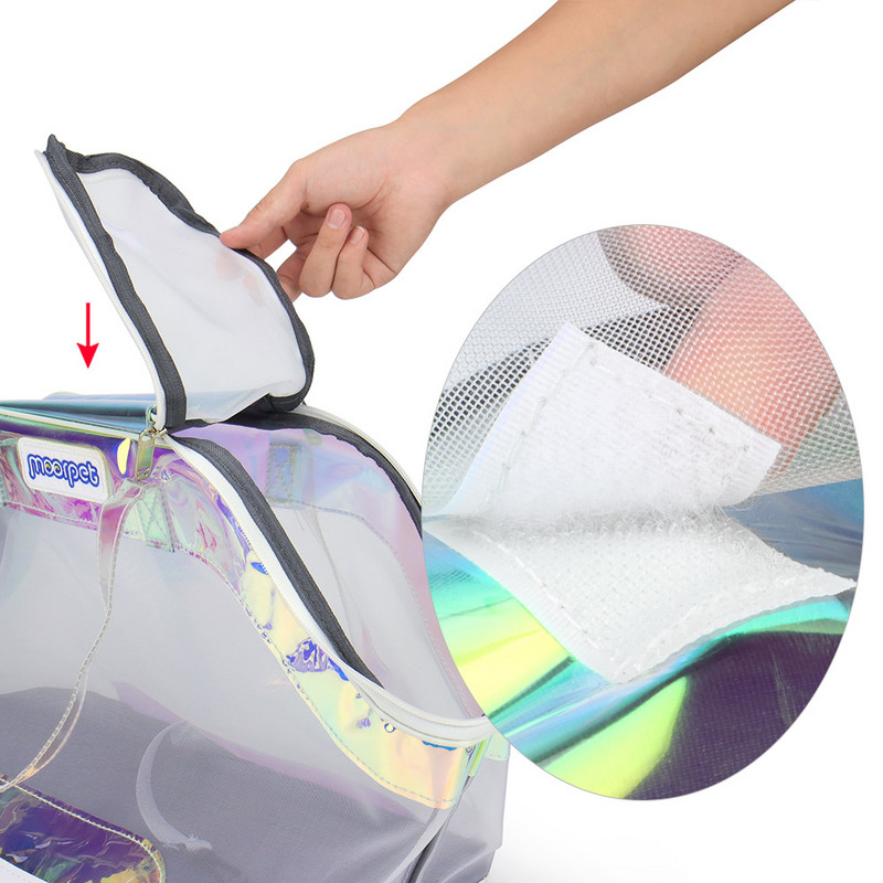 Mini suņu soma, mīksta sānu caurspīdīga modes elpojoša pārnēsāšanas soma, kas paredzēta kaķu maza suņa rokassomiņai ceļojumiem