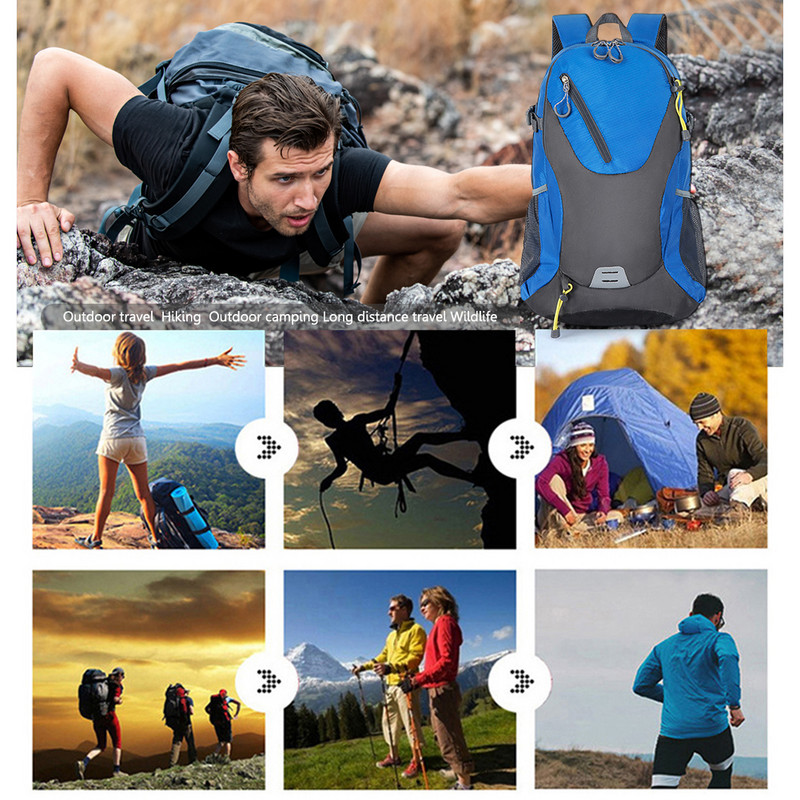 40 L āra soma Lielas ietilpības poliestera sporta mugursoma ar atstarojošu lenti vīriešiem sievietēm, izturīga, ērta pārgājieniem, ceļojot