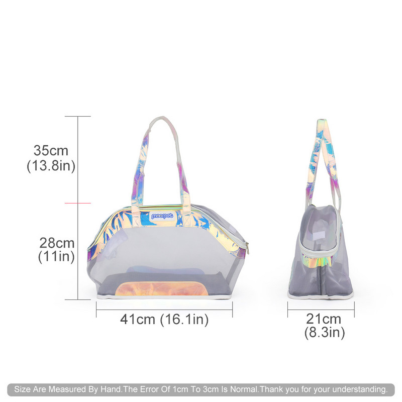 Caurspīdīga modes elpojoša kaķa soma ar roku pārnēsājama mājdzīvnieka soma nelielai mini suņu nēsāšanai rokassomiņai ceļojumiem