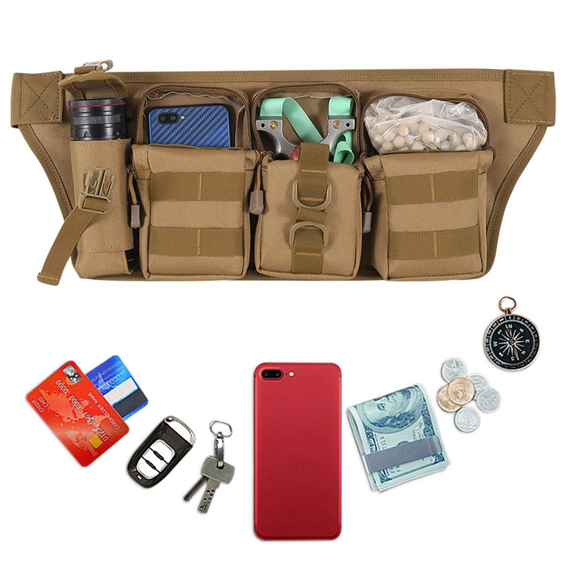 Multi Pocket EDC Tools Sling jostas soma tālruņiem Luktura maisiņš EDC Fanny Pack Bag Mode Medību jostas soma EDC organizators