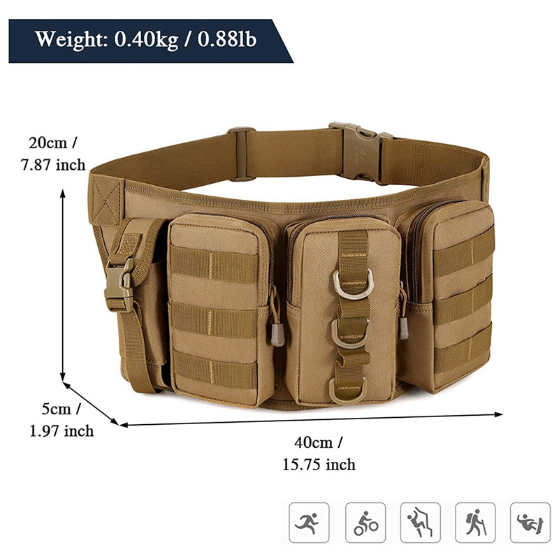 Multi Pocket EDC Tools Sling jostas soma tālruņiem Luktura maisiņš EDC Fanny Pack Bag Mode Medību jostas soma EDC organizators