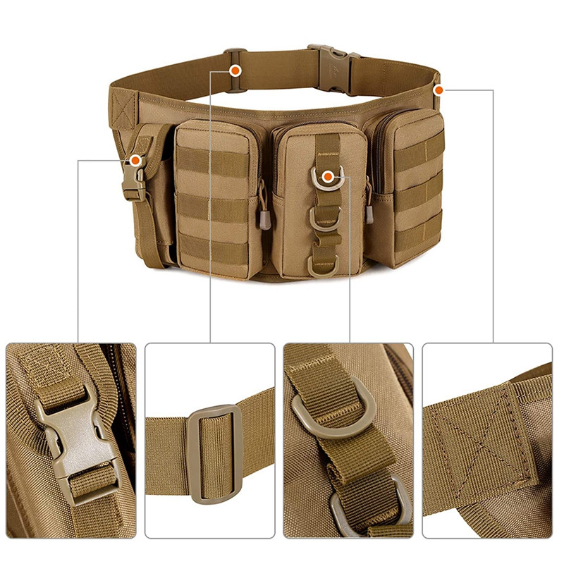 Multi Pocket EDC Tools Sling jostas soma tālruņiem Luktura maisiņš EDC Fanny Pack Bag Mode Medību jostas soma EDC organizators