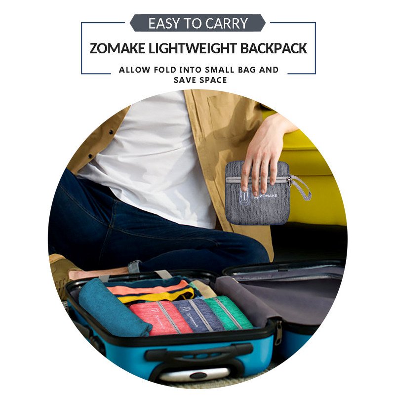 Rucsac pliabil ultraușor de 25 litri Rucsac de călătorie ambalabil, impermeabil, în aer liber pentru bărbați, femei, ciclism, camping, drumeții, geantă sport