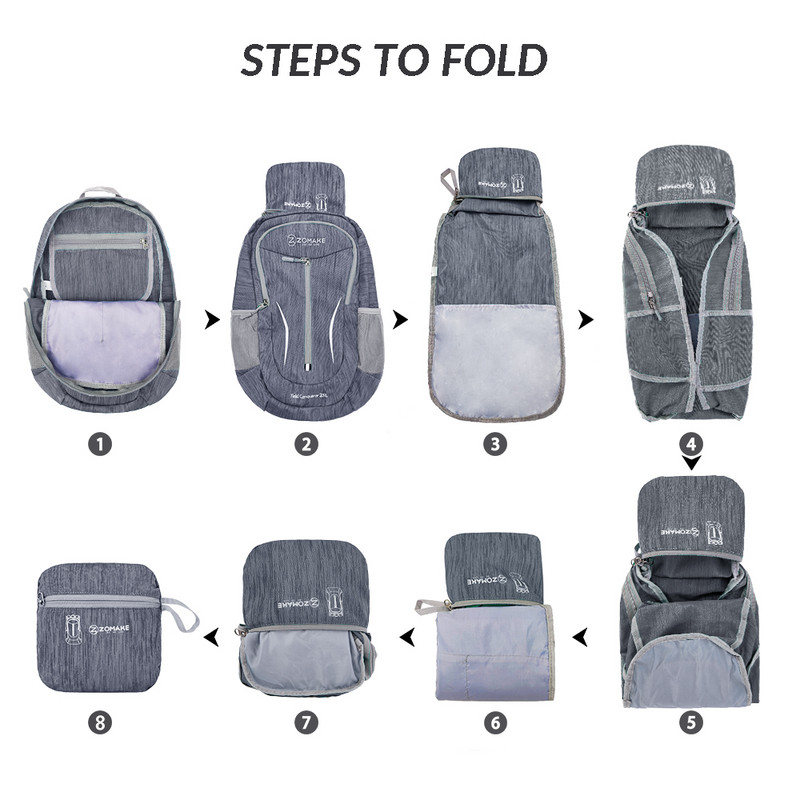 Rucsac pliabil ultraușor de 25 litri Rucsac de călătorie ambalabil, impermeabil, în aer liber pentru bărbați, femei, ciclism, camping, drumeții, geantă sport