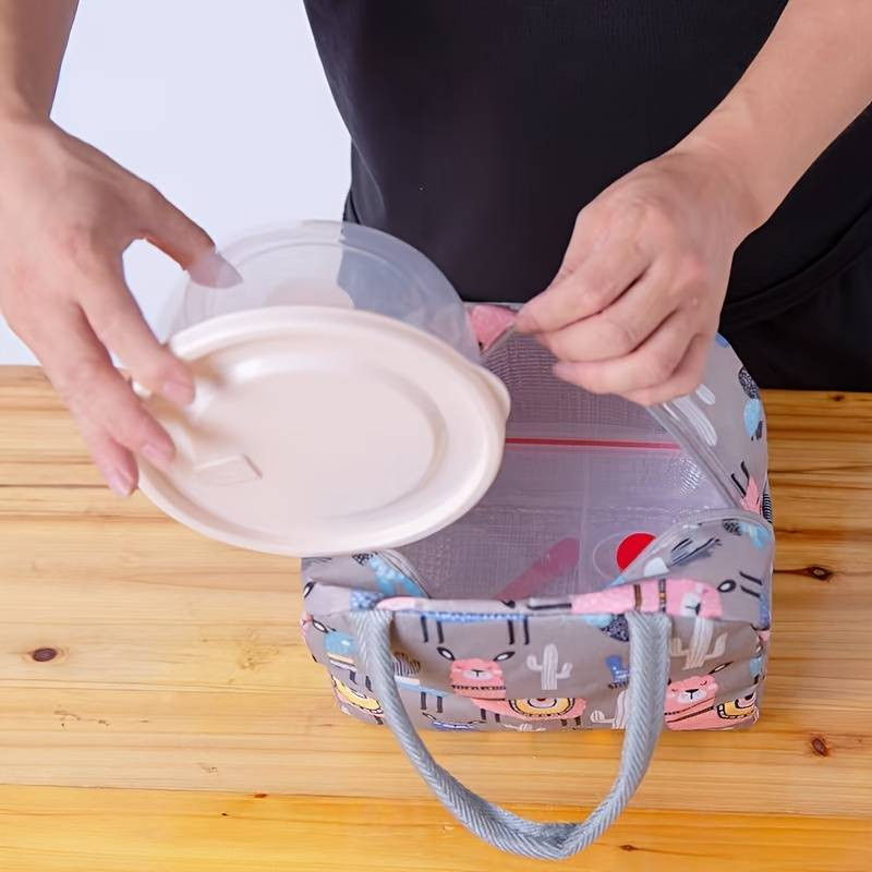 Izolēts alumīnija folijas pusdienu maisiņš, ūdensizturīgs un eļļas necaurlaidīgs, pārnēsājams, stilīgs, ērts uzglabāšanas risinājums skolas darba ceļojumiem