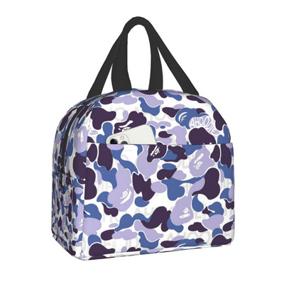 Luksusa rozā kamuflāžas, termoizolētas pusdienu somas sievietēm pārnēsājams pusdienu maisiņš skolas birojam āra pārtikas kastītei