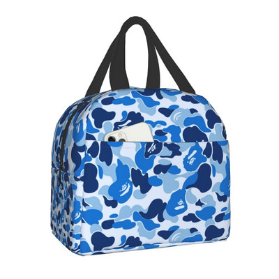 Luksusa rozā kamuflāžas, termoizolētas pusdienu somas sievietēm pārnēsājams pusdienu maisiņš skolas birojam āra pārtikas kastītei