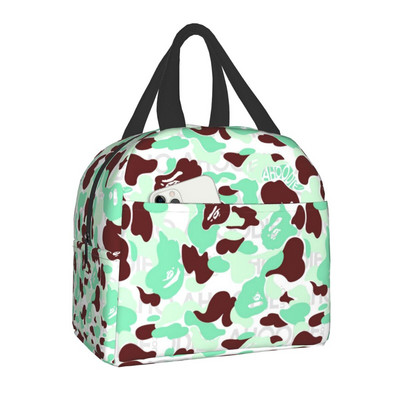 Luksusa rozā kamuflāžas, termoizolētas pusdienu somas sievietēm pārnēsājams pusdienu maisiņš skolas birojam āra pārtikas kastītei