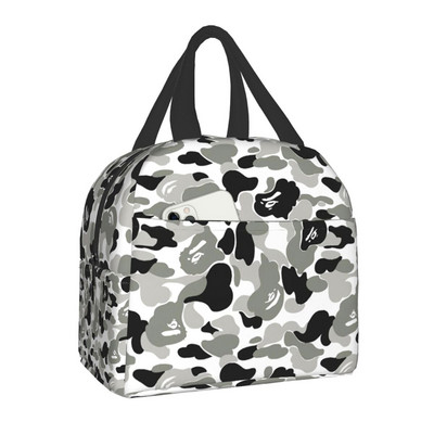 Luksusa rozā kamuflāžas, termoizolētas pusdienu somas sievietēm pārnēsājams pusdienu maisiņš skolas birojam āra pārtikas kastītei