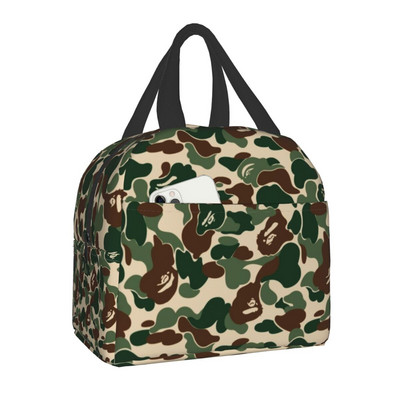 Luksusa rozā kamuflāžas, termoizolētas pusdienu somas sievietēm pārnēsājams pusdienu maisiņš skolas birojam āra pārtikas kastītei