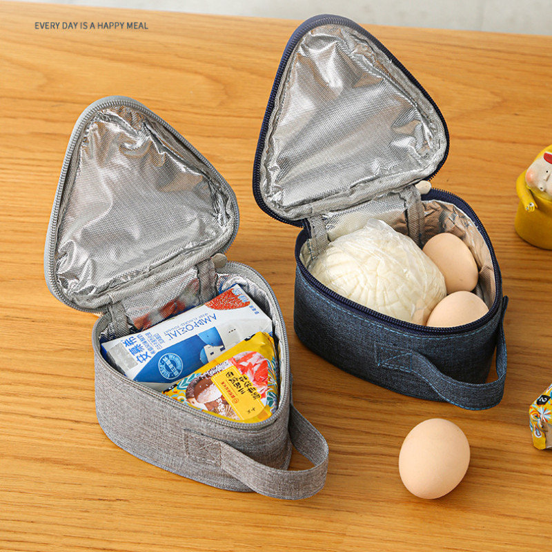 Mini háromszög alakú szigetelőtáska alumínium fólia hőhűtő ebédhordó diák rizsgolyós táska ebéddoboz Bento ebéd hordtáskák
