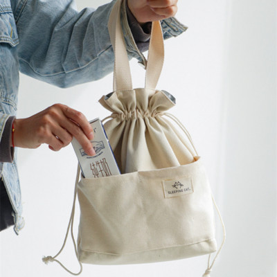 Sac de prânz izolat din pânză cu șnur Îngroșați Folie de aluminiu Cutie termică Bento Tote Cooler Genți de mână Container pentru cină pentru picnic
