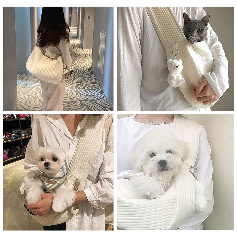 Geantă pentru animale de companie pentru câini de talie mică și pisici Geantă de transport Sling Cureaua de transport Funie de siguranță respirabilă pentru călătorii Articole pentru animale de companie