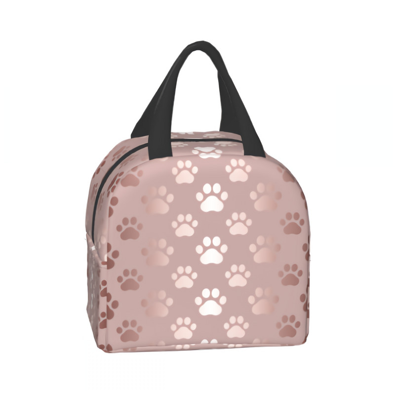 Mājdzīvnieku izdrukas Pusdienu soma Jauka ķepu apdruka izolēta pusdienu soma sievietēm Vīriešiem Pusaudžiem Suņiem Kaķiem Aukstuma soma Termiskā soma Piknika skola Darbs