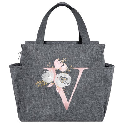 Saci de prânz izolate Cutie de prânz Geantă frigorifică Picnic portabil multifuncțional Capacitate mare Termică Noua serie de flori roz Pachete cu alimente