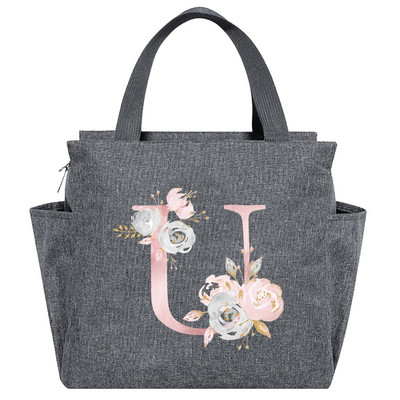 Saci de prânz izolate Cutie de prânz Geantă frigorifică Picnic portabil multifuncțional Capacitate mare Termică Noua serie de flori roz Pachete cu alimente